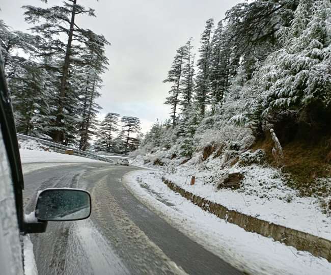 Snowfall In Shimla: शिमला शहर में भी गिरे फाहे, कुफरी में भारी बर्फबारी से ऊपरी शिमला की आवाजाही रही बंद